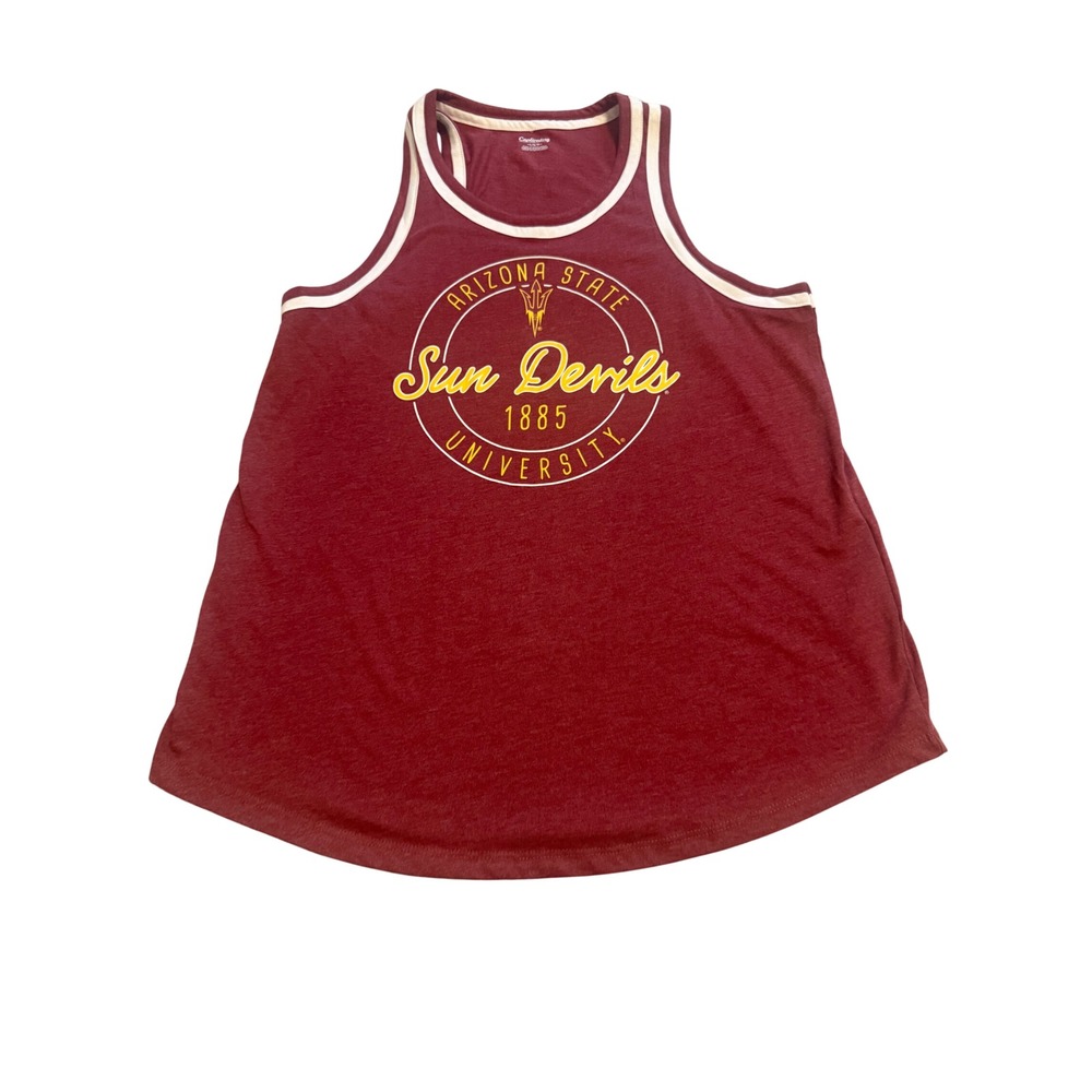 Captivating Arizona State Sun Devils Women Large Maroon Ringer Tank Top NCAA